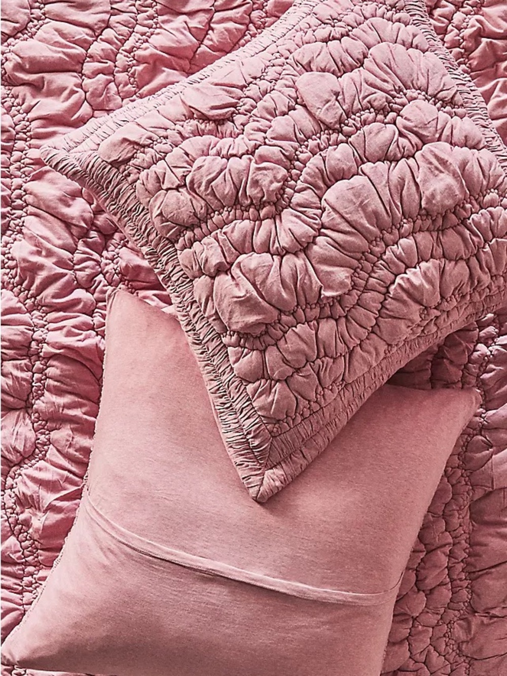 NWOT new Anthropologie Brooke heathered jersey cotton euro sham pink quilted 26